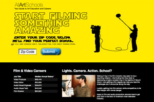 Film school landing page for AllArtSchools.com